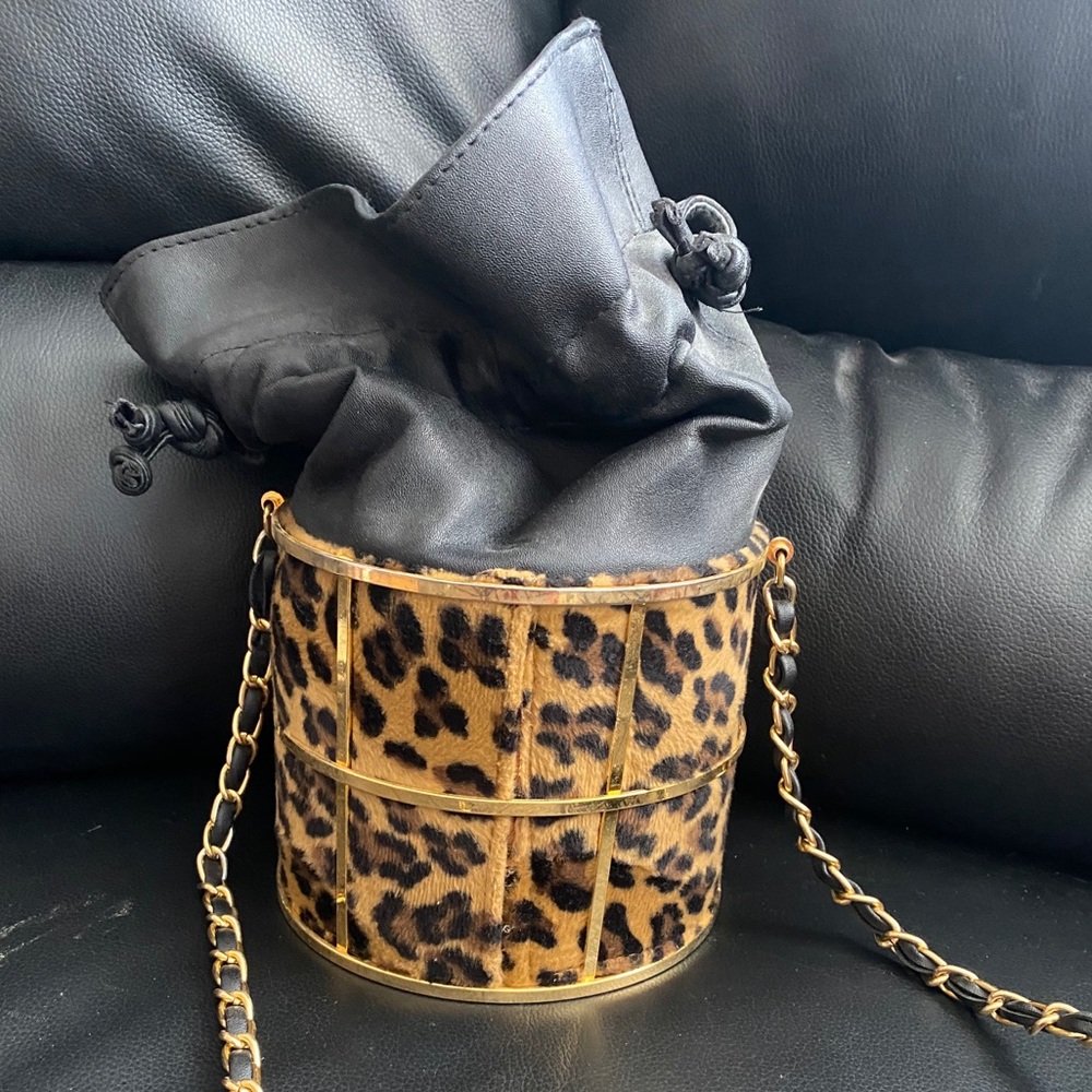 Vintage drum animal print shoulder bag